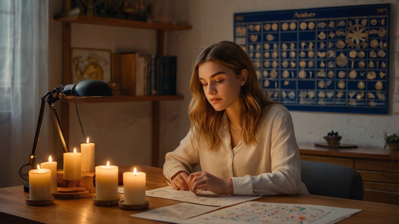 Astrolog pracujący nad horoskopem